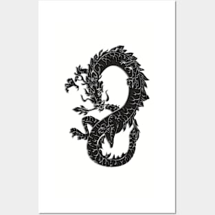 Oriental Dragon in Black Posters and Art